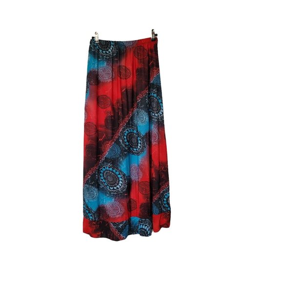 Mountain mama's red and blue print maxi skirt Woman's size medium 1193 - Picture 1 of 4